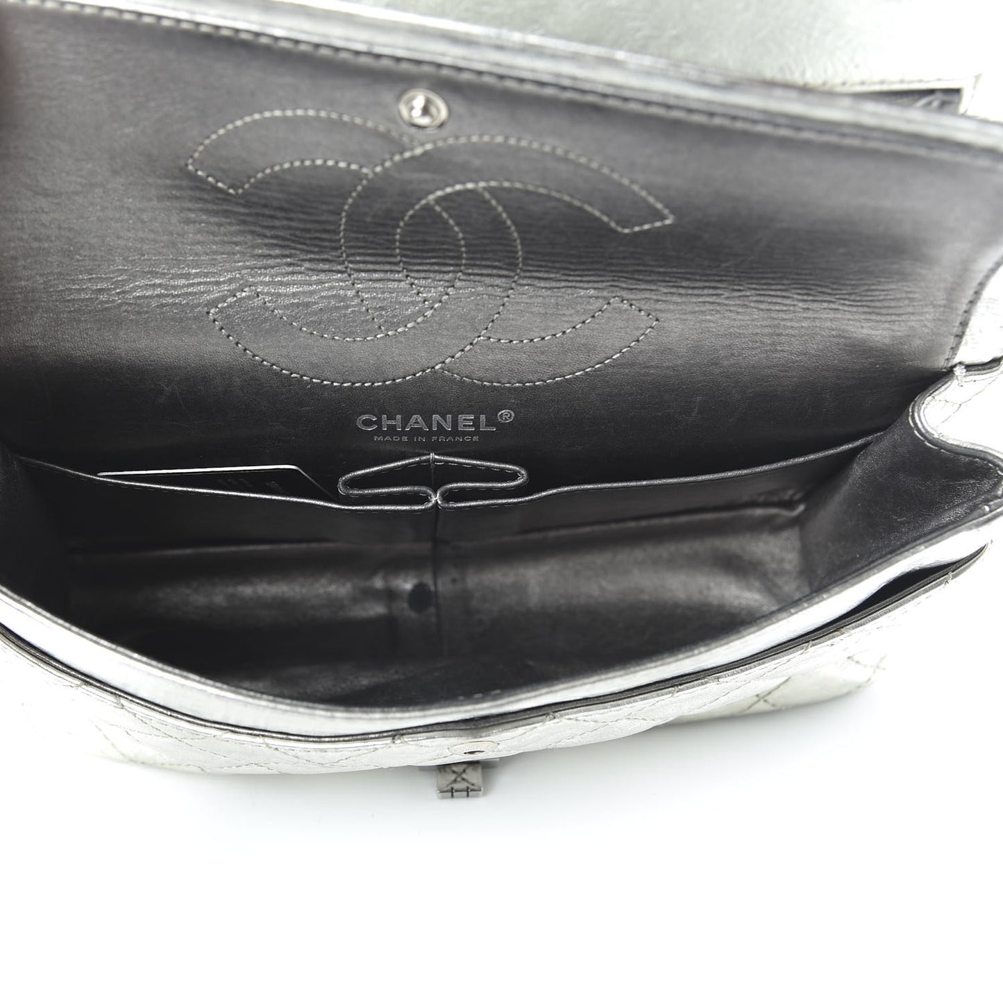 Metallic Aged Calfskin Quilted 2.55 Reissue 226 Flap Silver
