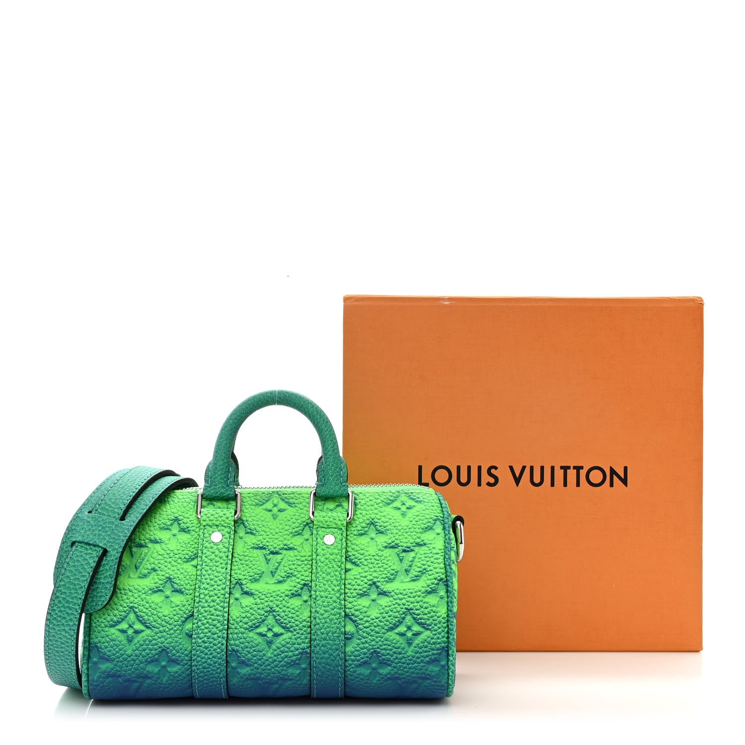 Louis Vuitton Taurillon Illusion Keepall XS Bleu Vert 10 of 10