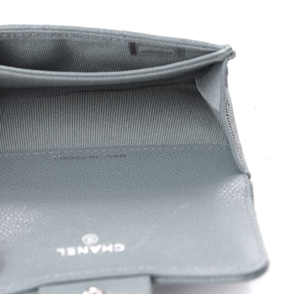 Chanel Caviar Quilted Flap Card Holder Wallet Light Blue 5 of 10