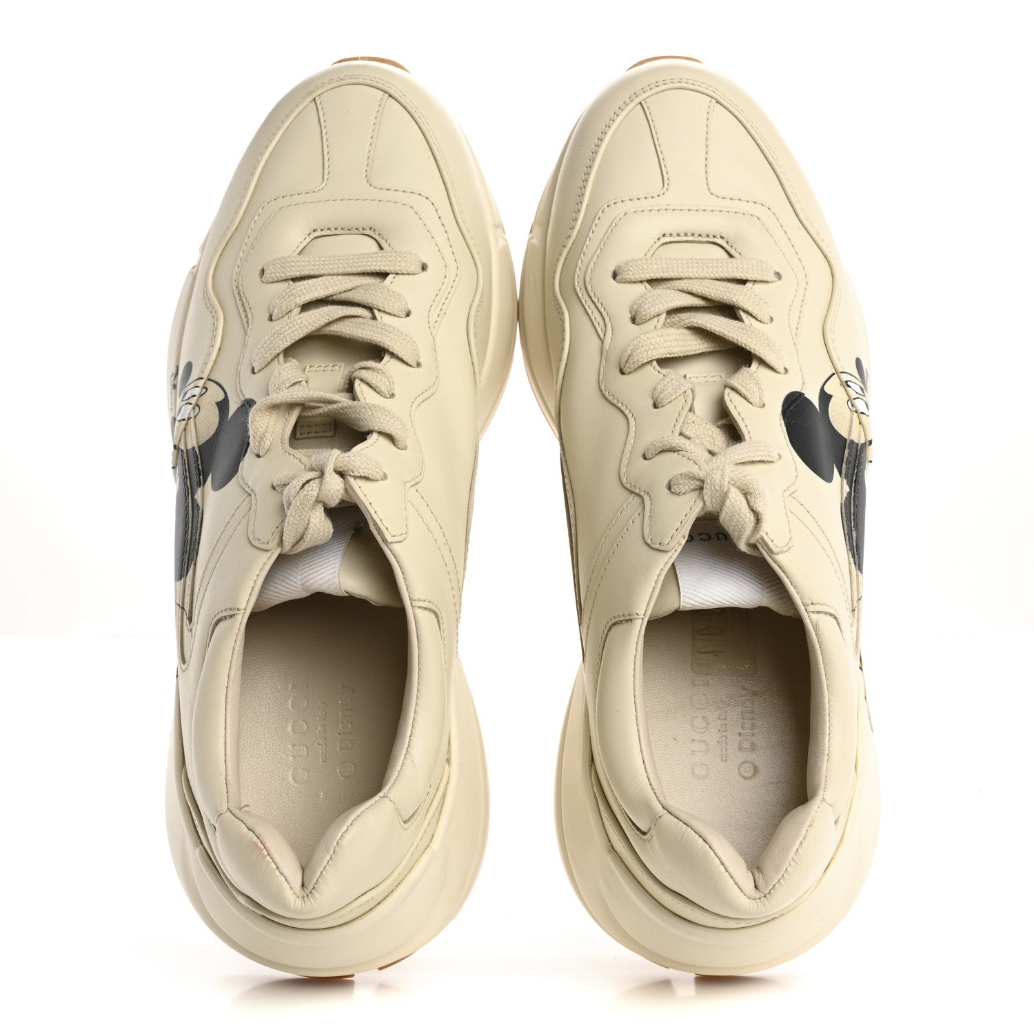 Gucci X DISNEY Calfskin Mickey Mouse Womens Rhyton Sneakers 40 Ivory 2 of 14