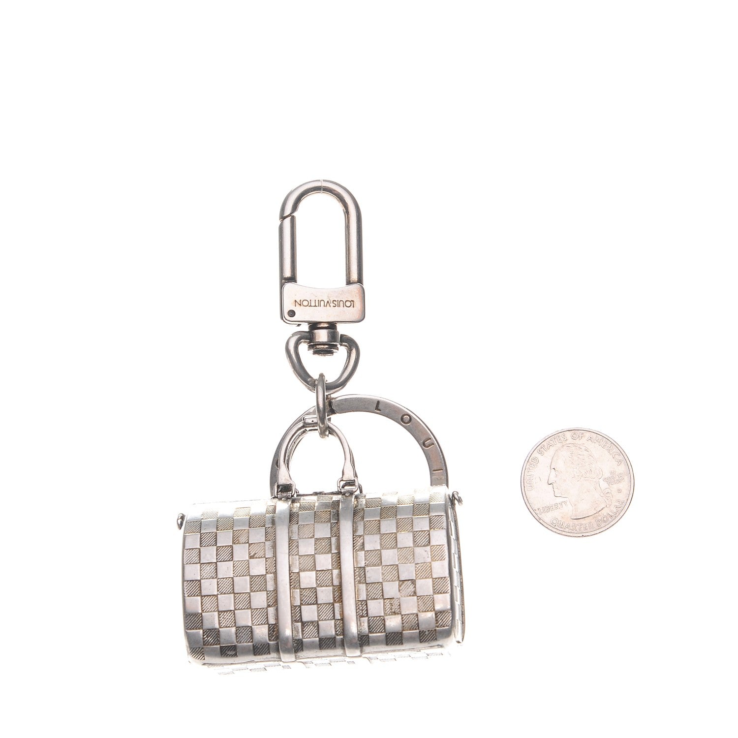 Louis Vuitton Brushed Palladium The Keepall Key Holder Bag Charm 2 of 4