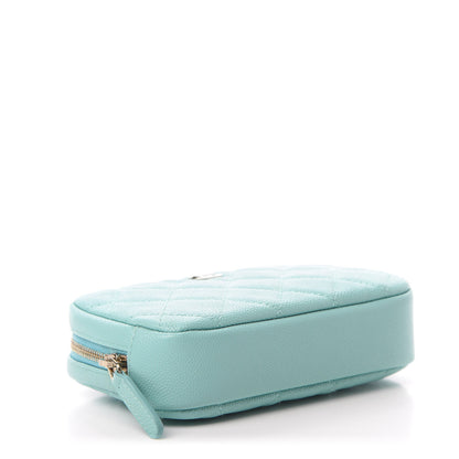 Chanel Caviar Quilted Small Curvy Pouch Cosmetic Case Light Blue 4 of 8