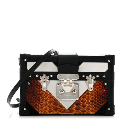 Louis Vuitton Calfskin Suede Snkeskin Petite Malle Black 1 of 12