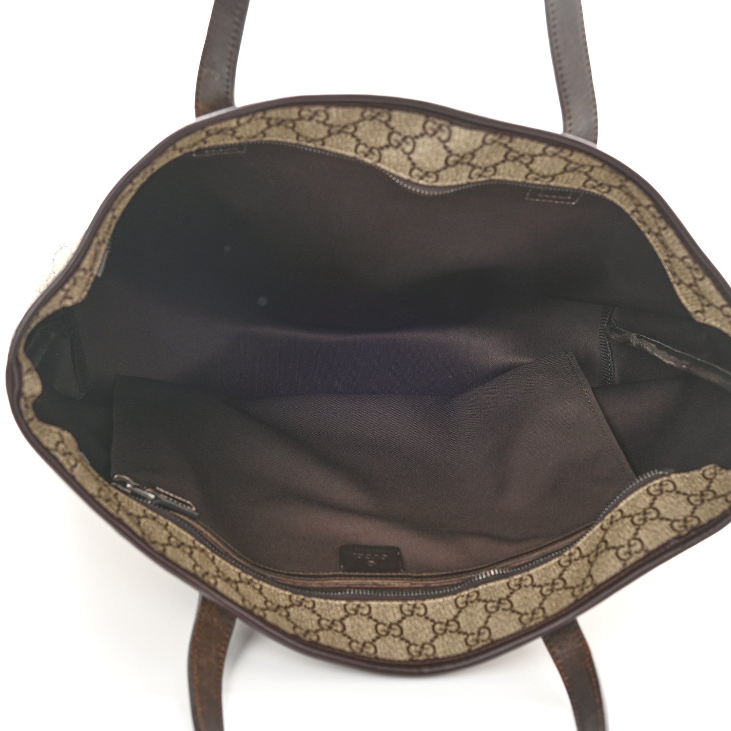 Gucci GG Supreme Monogram Medium Zippered Shopping Tote Dark Brown 5 of 13