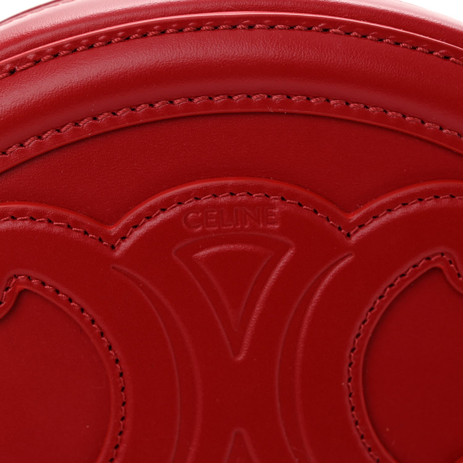 Celine Smooth Calfskin Cuir Triomphe Oval Purse Crossbody Red 6 of 10