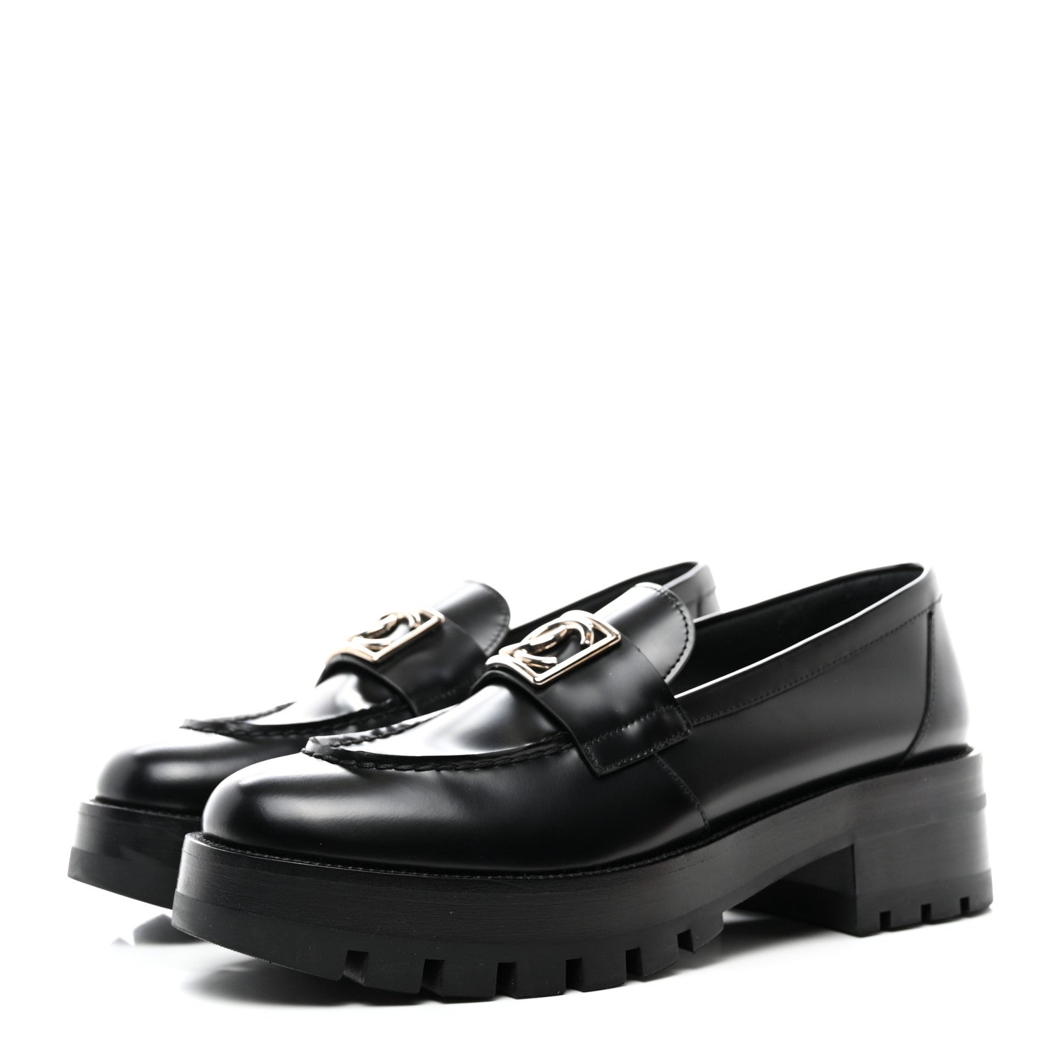 Chanel Calfskin Metal CC Loafers 40 Black 3 of 9