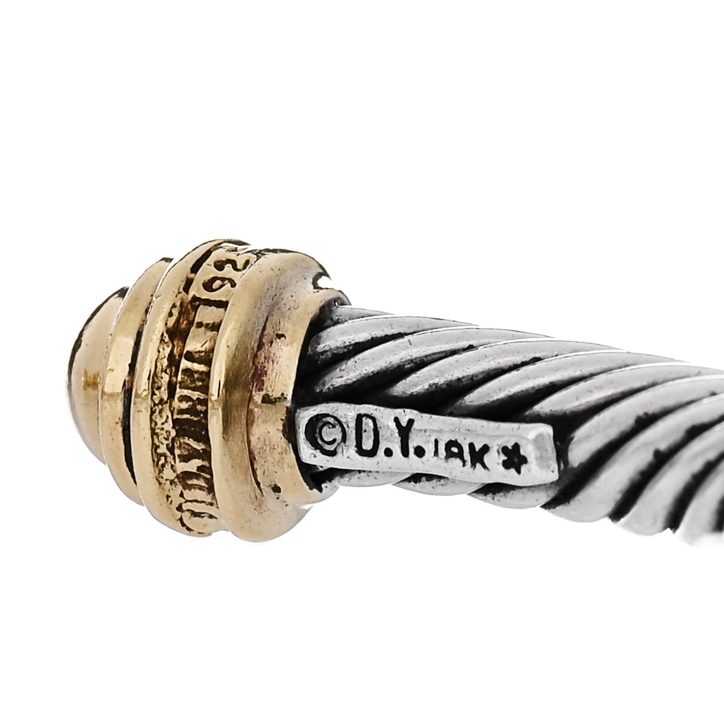 Sterling Silver 18K Yellow Gold Diamond 5mm Cable Classics Bracelet