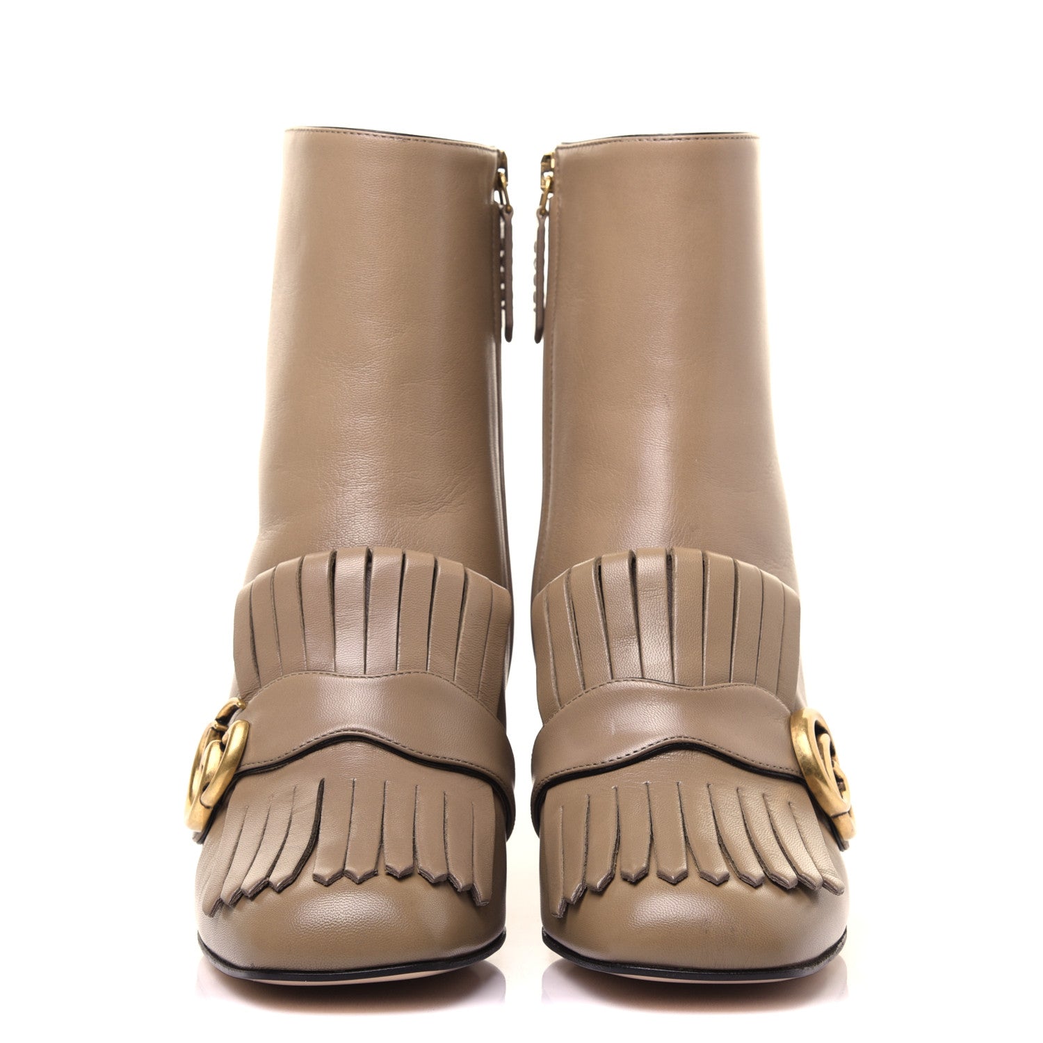 Gucci Malaga Kid GG Marmont Fringe 75mm Ankle Boots 38 Mud 2 of 11