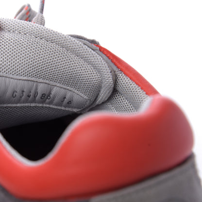 Chanel Nylon Calfskin Suede Womens CC Sneakers 36 Grey Red 9 of 10