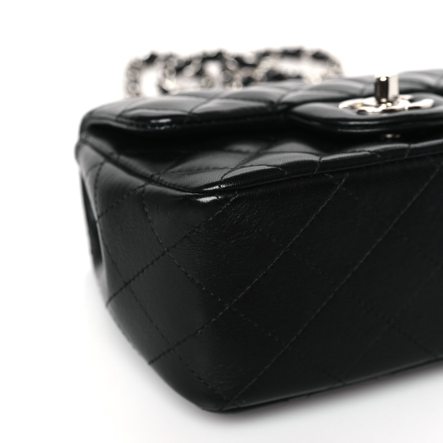 Lambskin Quilted Mini Square Flap Black