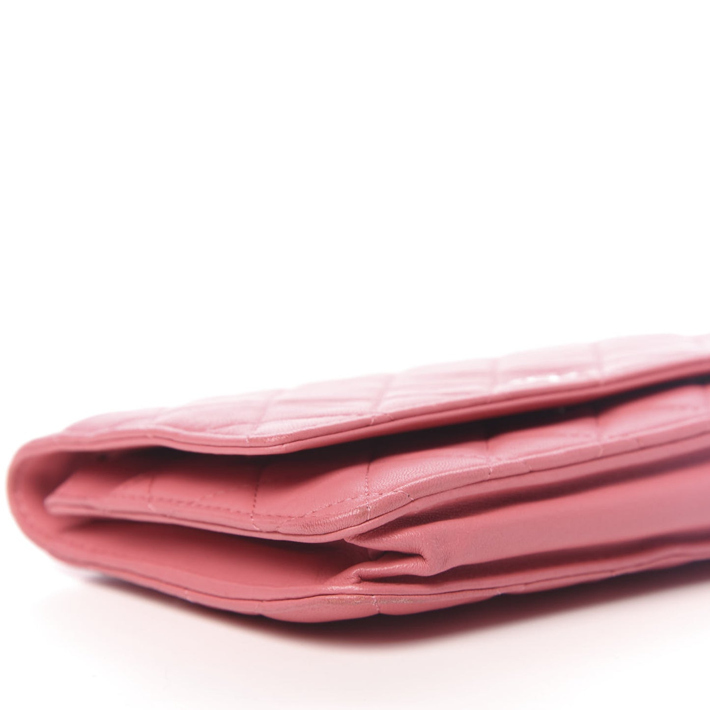 Lambskin Quilted Wallet On Chain WOC Pink