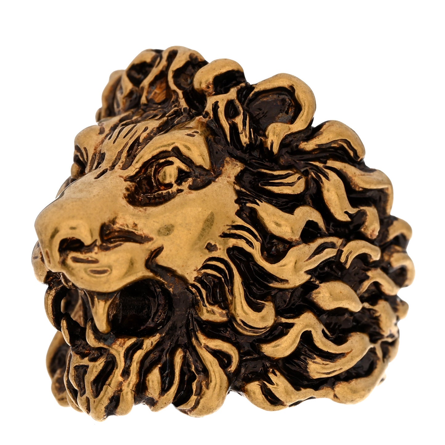 Metal Lion Head Ring 11 Aged Gold