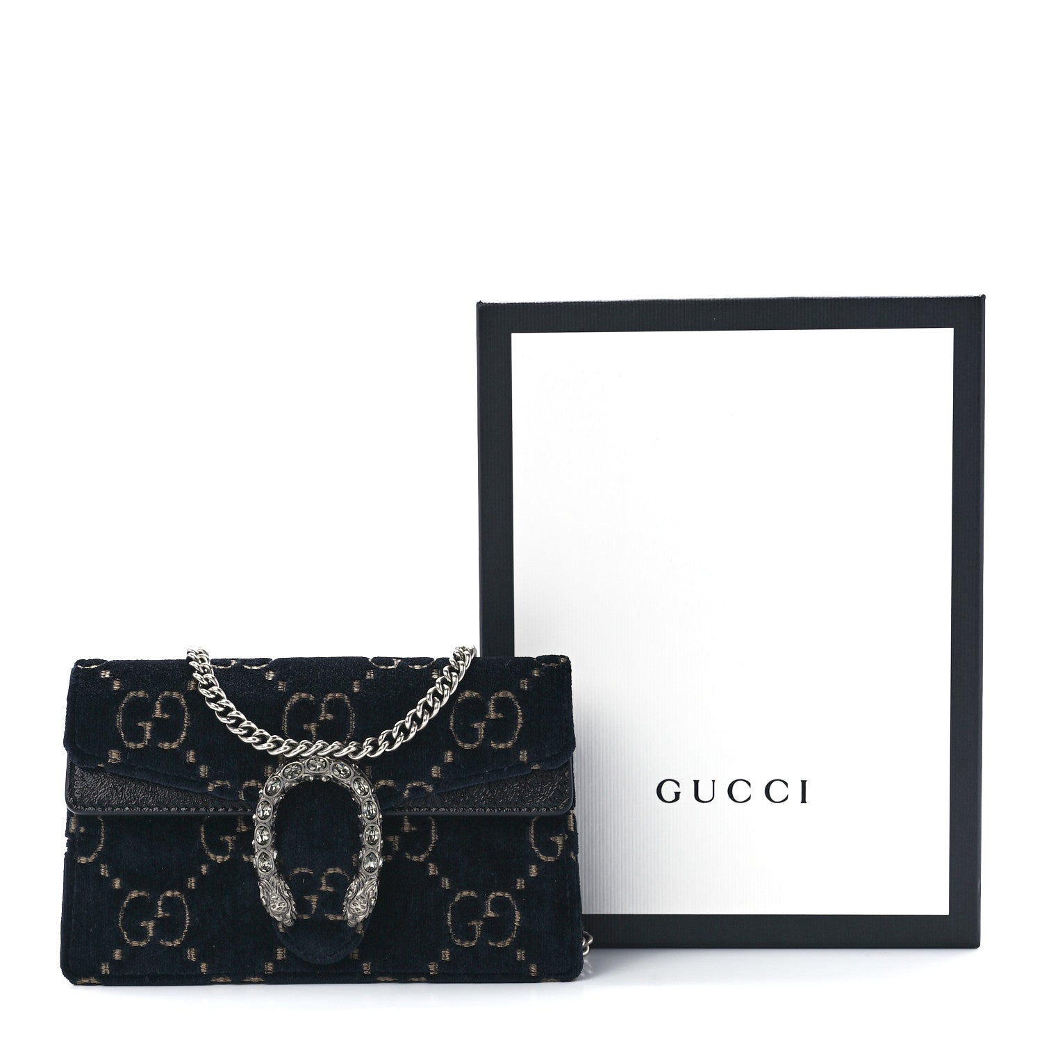 Gucci Velvet GG Monogram Super Mini Dionysus Shoulder Bag Blue Beige Black 11 of 11