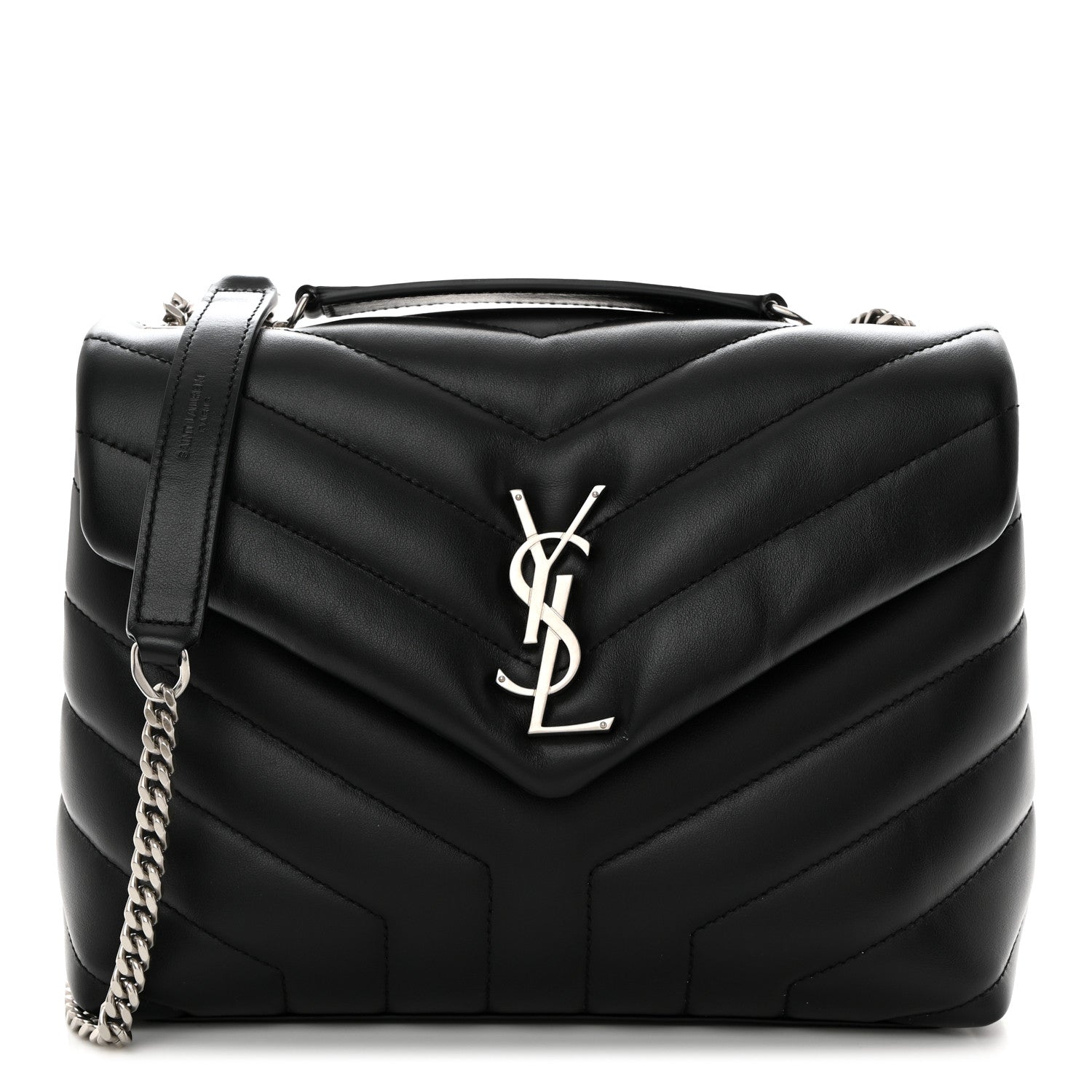 Saint Laurent Calfskin Y Quilted Monogram Small Loulou Chain Satchel Black 1 of 10