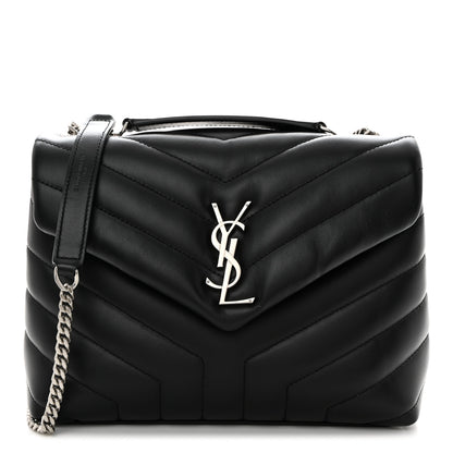 Saint Laurent Calfskin Y Quilted Monogram Small Loulou Chain Satchel Black 1 of 10