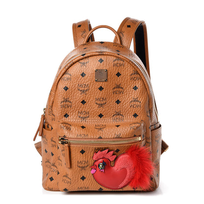 MCM Visetos Small Rooster Stark Backpack Cognac 1 of 9
