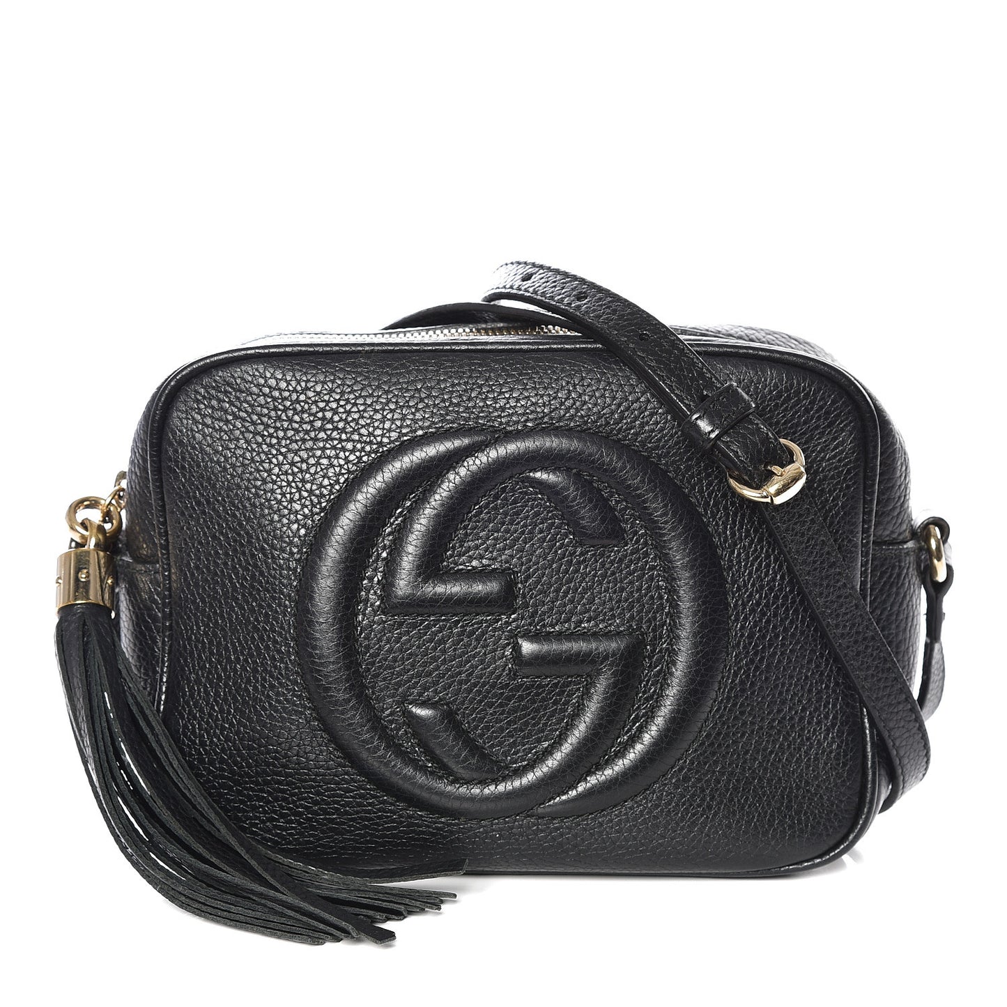 Pebbled Calfskin Small Soho Disco Bag Black