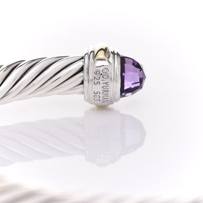 David Yurman Sterling Silver 14K Yellow Gold Amethyst 7mm Cable Classics Bracelet 5 of 5
