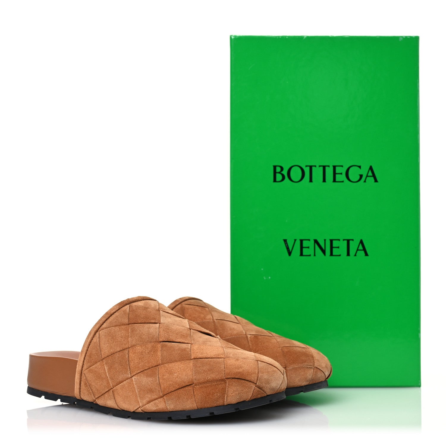 Bottega Veneta Suede Intrecciato Reggie Mules 38 Caramel 17 of 17