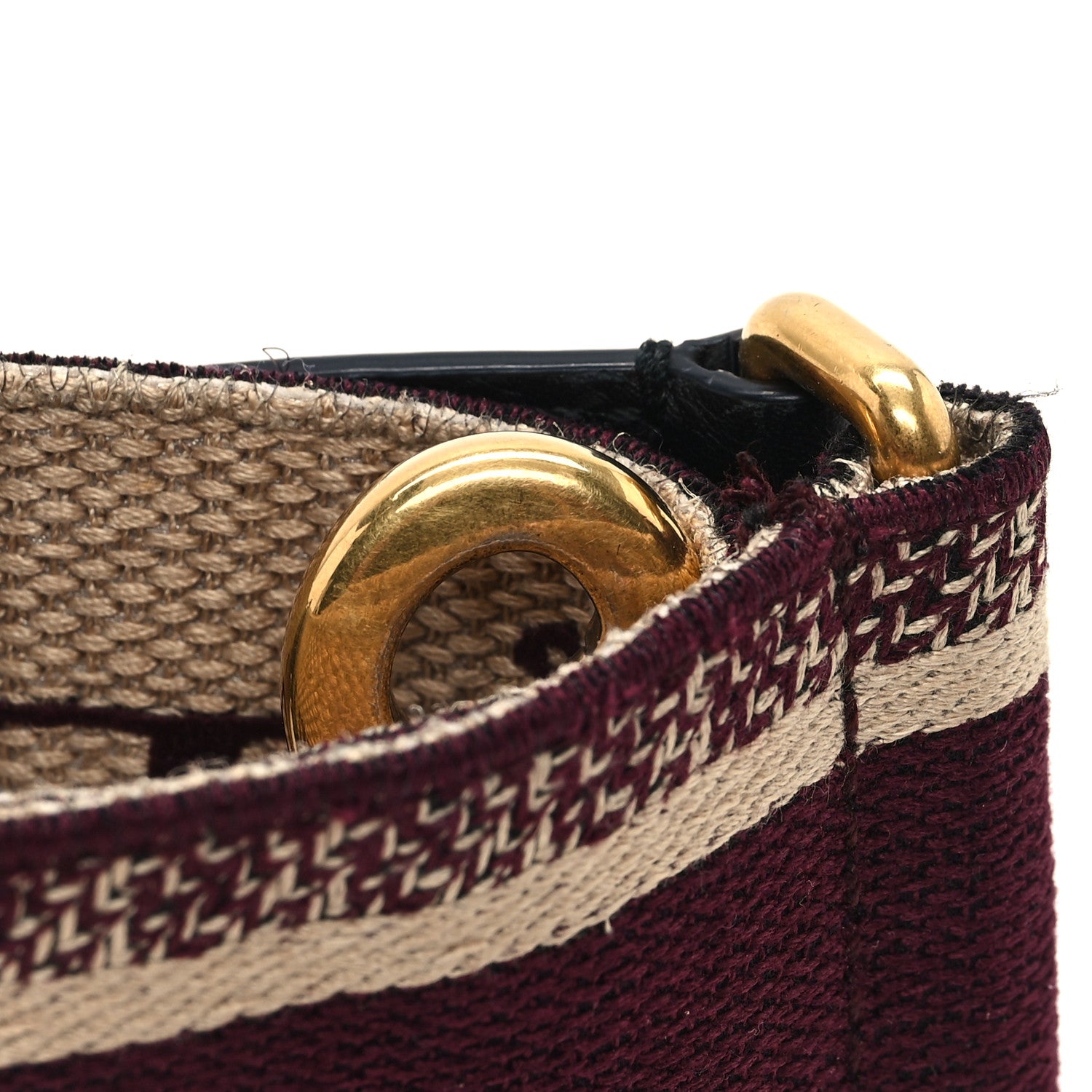 Christian Dior Canvas Embroidered Shoulder Strap Burgundy 4 of 4