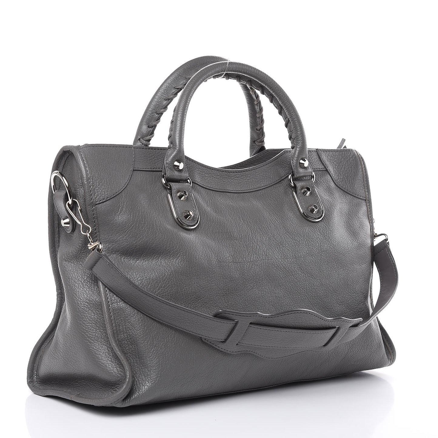 Chevre Silver Metallic Edge Hardware City Gris Acier