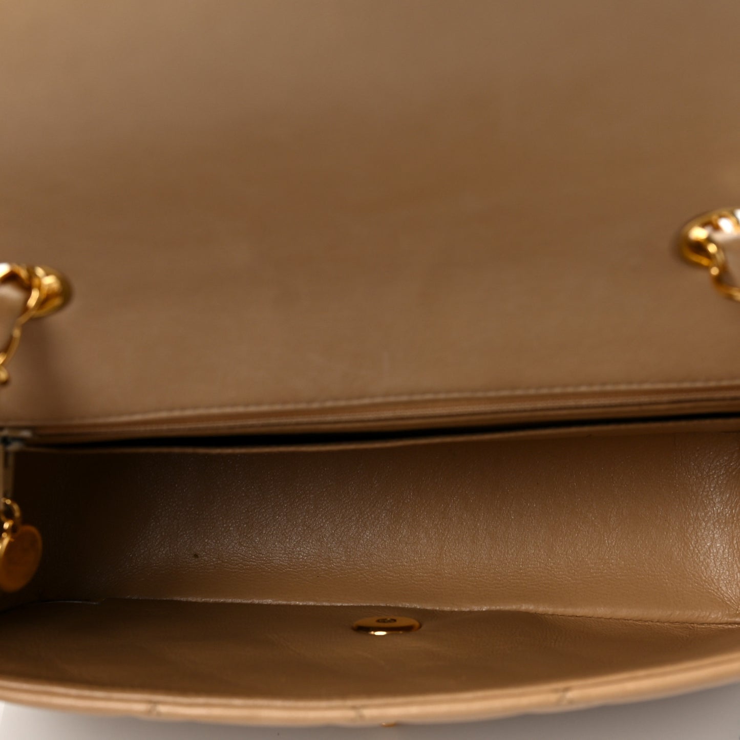 Lambskin Quilted Small Single Flap Beige