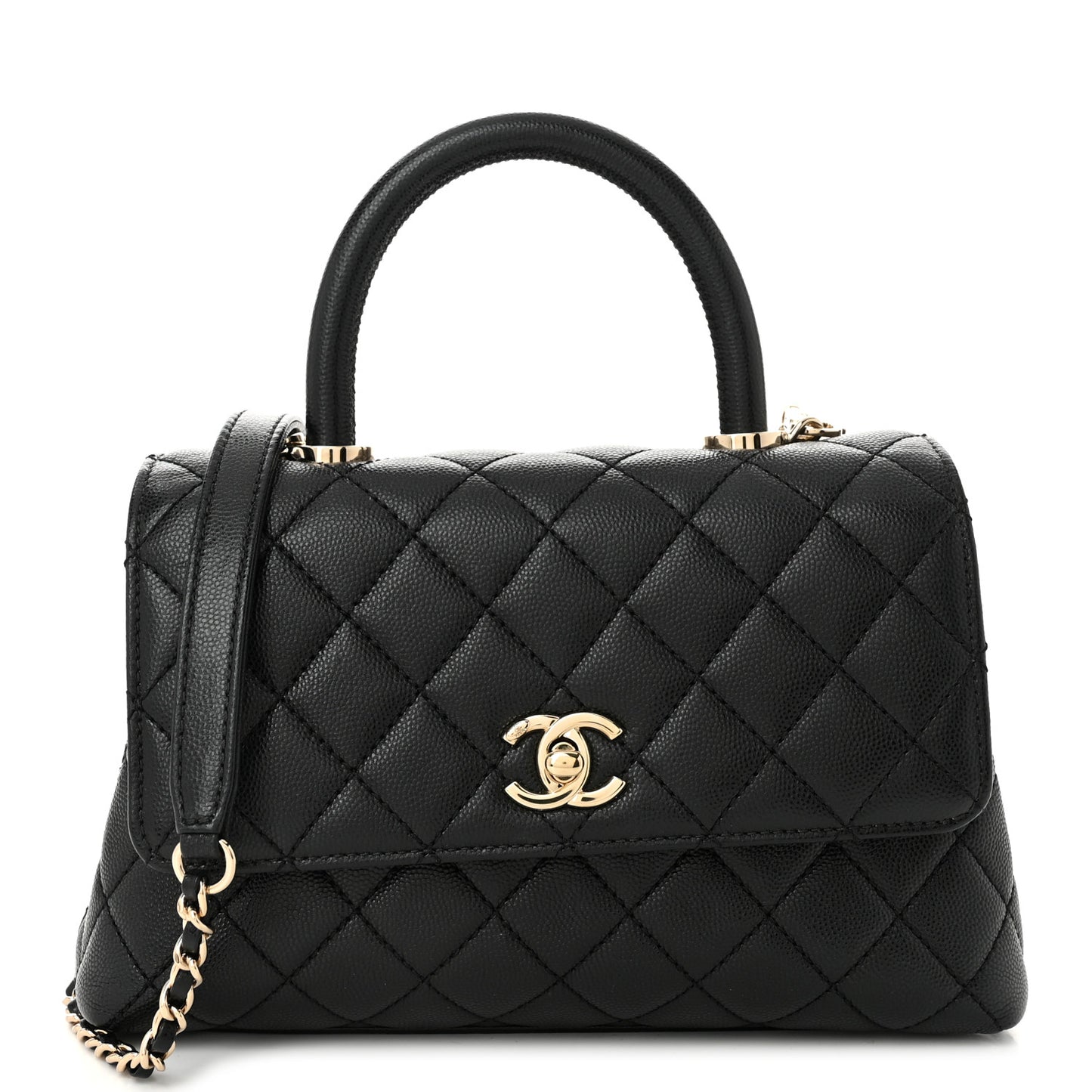 Caviar Quilted Mini Coco Handle Flap Black