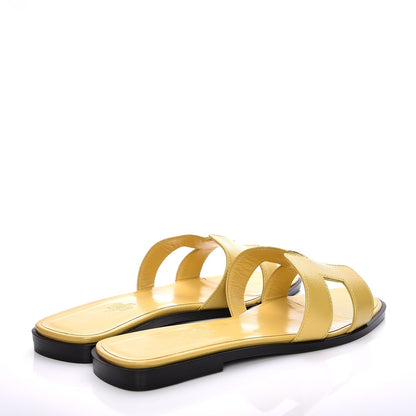 Hermes Patent Epsom Oran Sandals 38 Paille 4 of 7