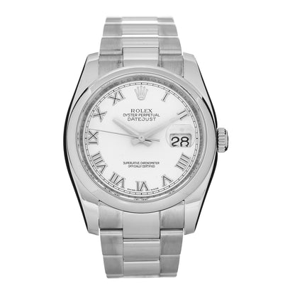 Rolex Stainless Steel 36mm Oyster Perpetual Datejust Watch White Roman 116200 1 of 6