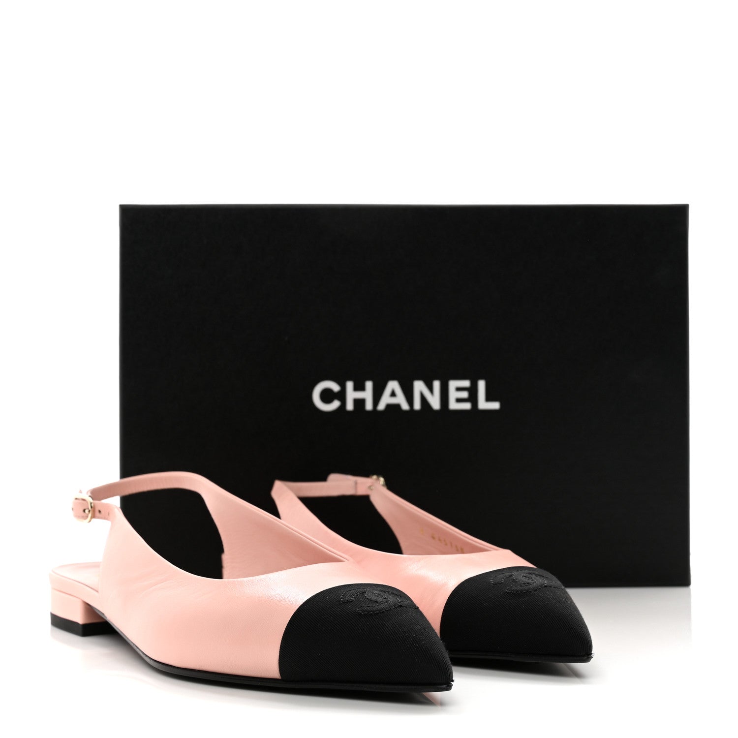 Chanel Lambskin Pointed Toe CC Slingback Flats 37.5 Pink Black 11 of 11