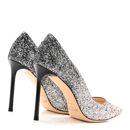 Jimmy Choo Coarse Glitter Degrade Pointy Toe Romy 100 Pumps 38 Light 38 Mocha Black 4 of 10