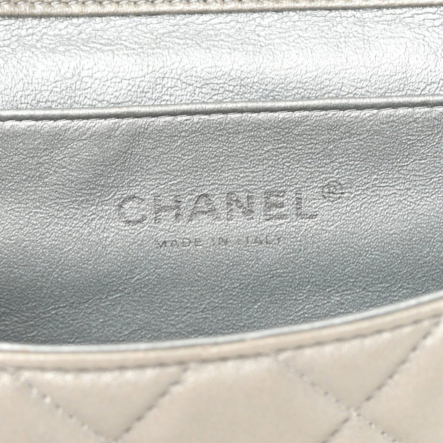 Lambskin Quilted Clutch With Chain Flap Grey