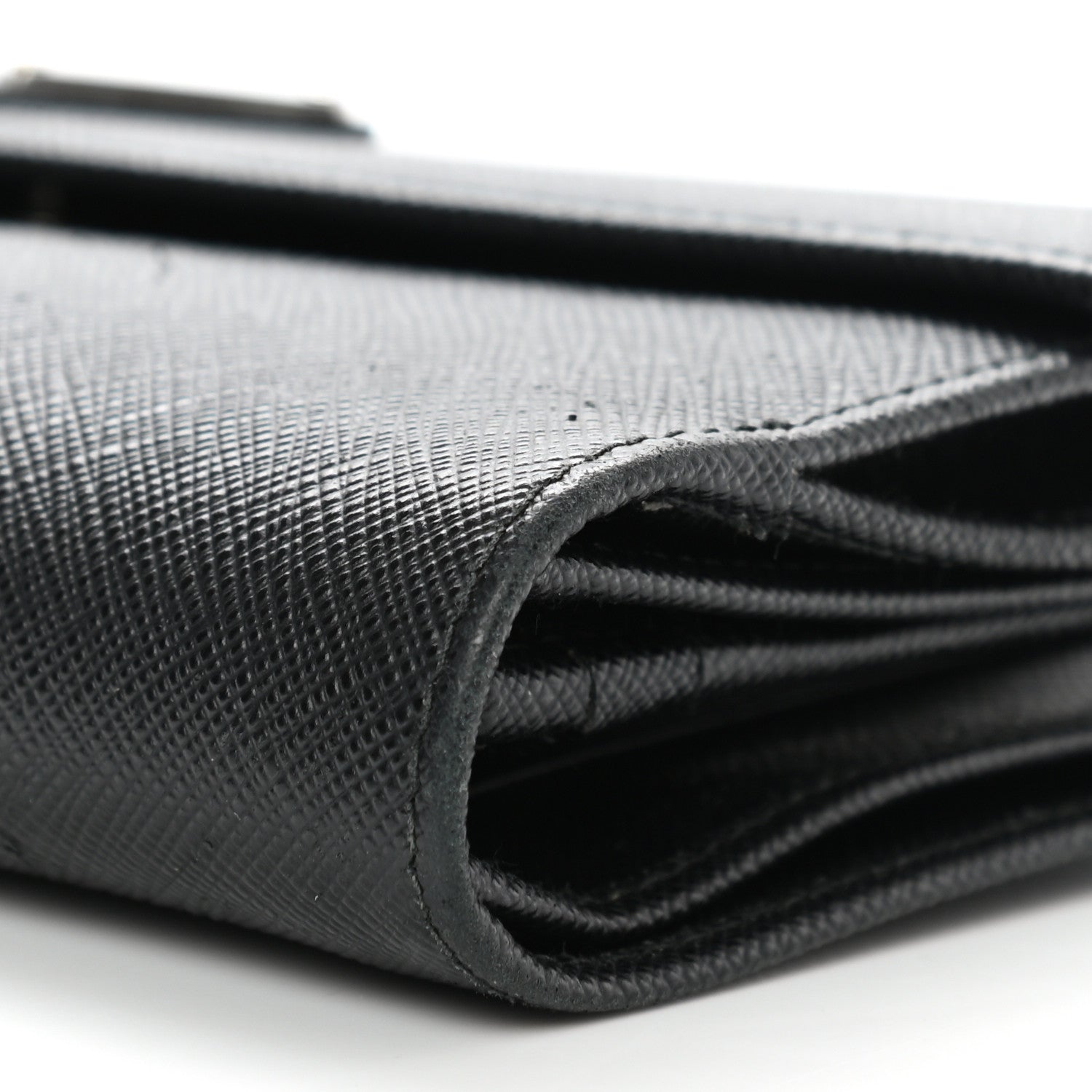 Prada Saffiano Triangle Continental Flap Wallet Black 9 of 10
