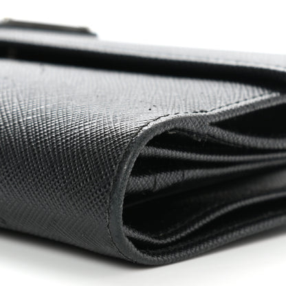 Prada Saffiano Triangle Continental Flap Wallet Black 9 of 10