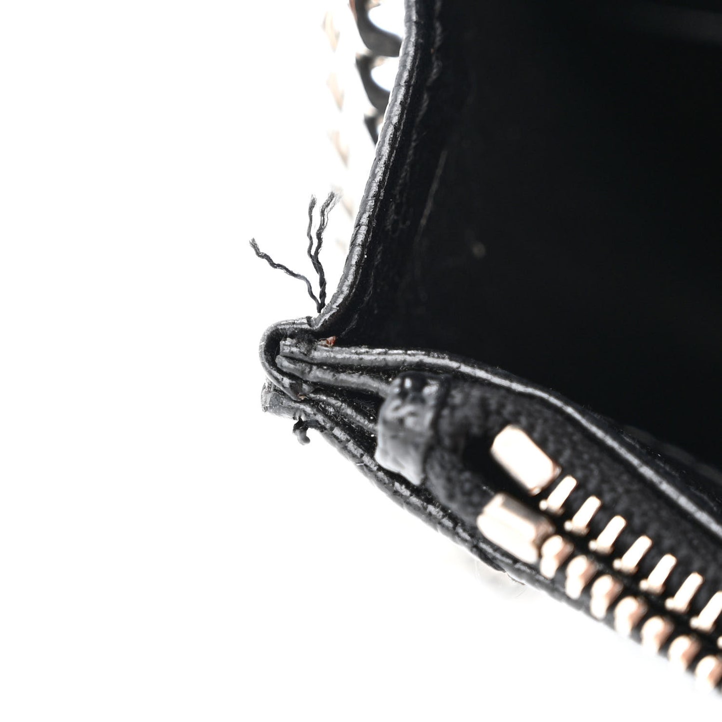 Grain De Poudre Matelasse Chevron Monogram Envelope Chain Wallet Black