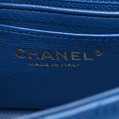Chanel Lambskin Chevron Quilted Mini Rectangular Flap Blue 6 of 10