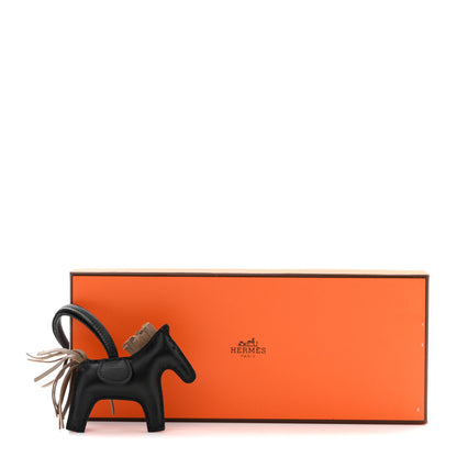 Hermes Milo Lambskin Grigri Rodeo Horse Bag Charm PM Black Etoupe 5 of 5