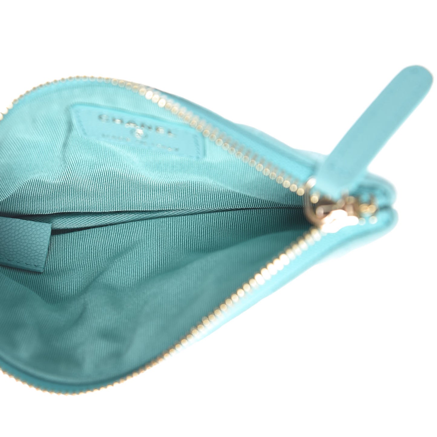Caviar Chevron Quilted Small Cosmetic Case Green