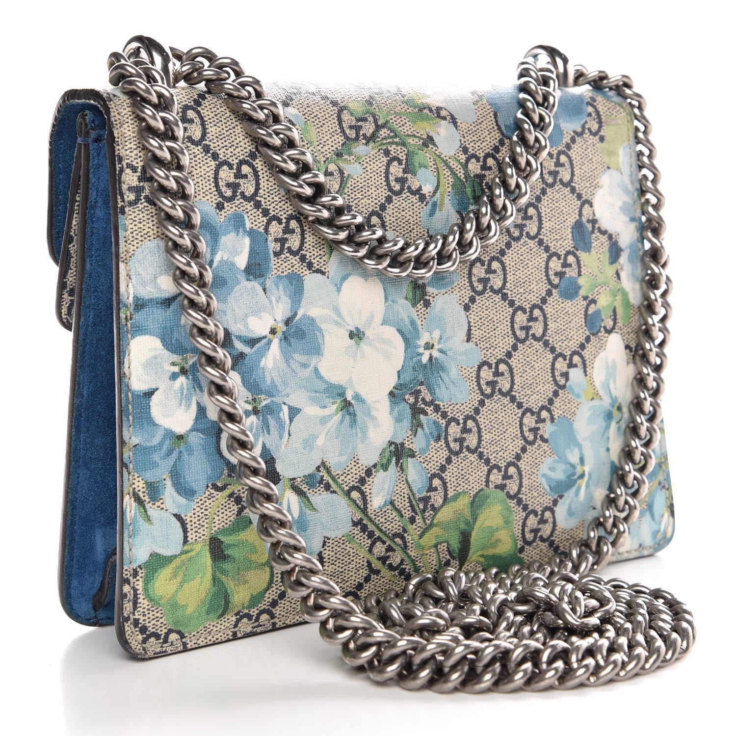 Gucci GG Supreme Monogram Blooms Mini Dionysus Shoulder Bag Beige Navy Vintage Blue 4 of 7