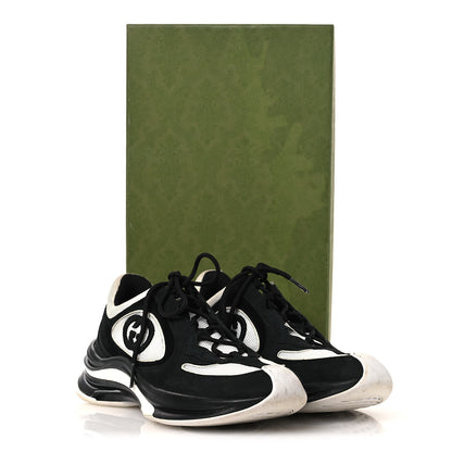 Gucci Technical Knit Fabric Suede Calfskin Womens Gucci Run Sneakers 38 Black White 12 of 12