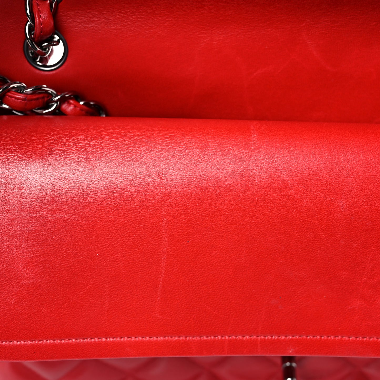 Lambskin Quilted Jumbo Double Flap Red