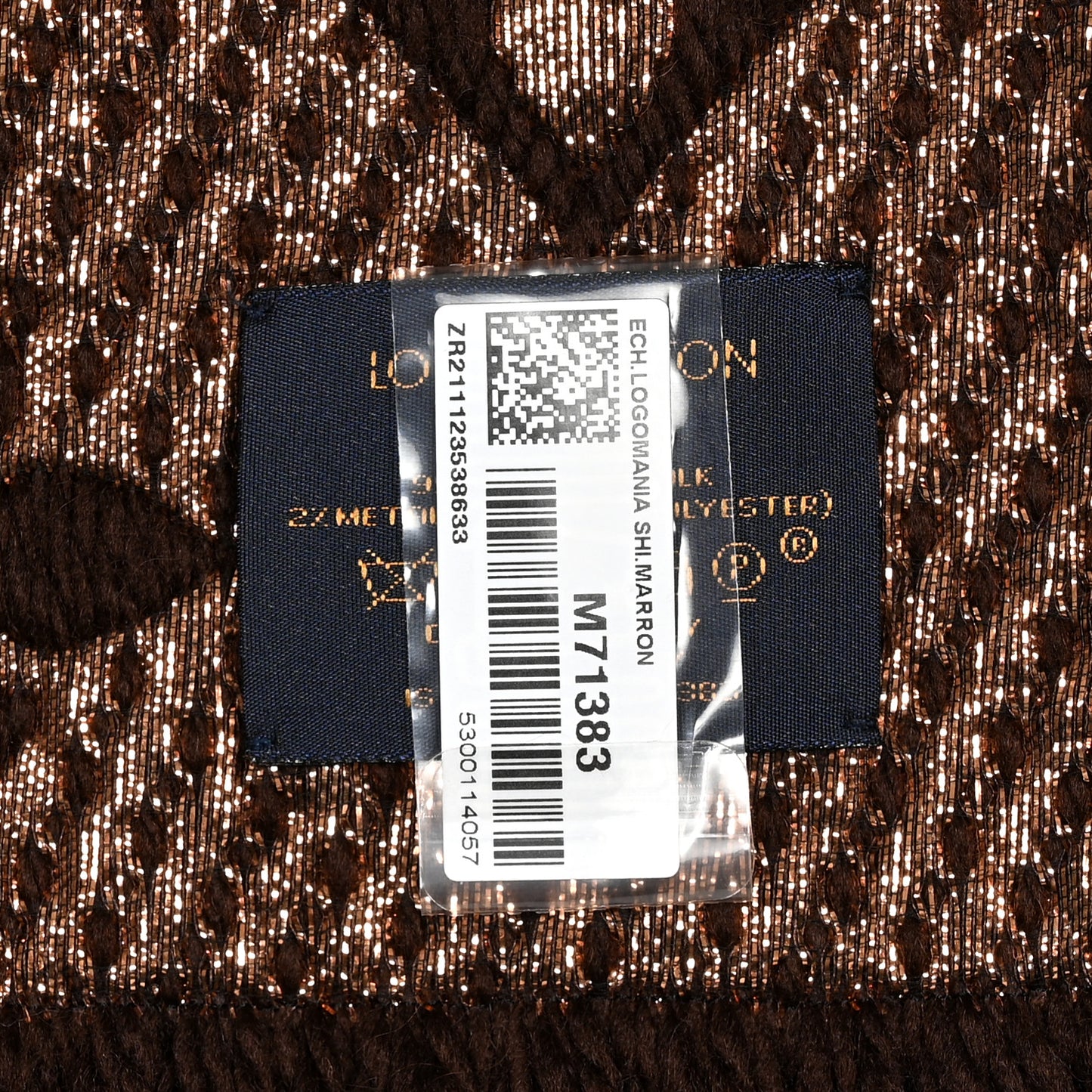 Wool Silk Logomania Shine Scarf Marron