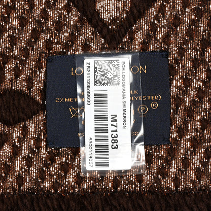 Louis Vuitton Wool Silk Logomania Shine Scarf Marron 3 of 3