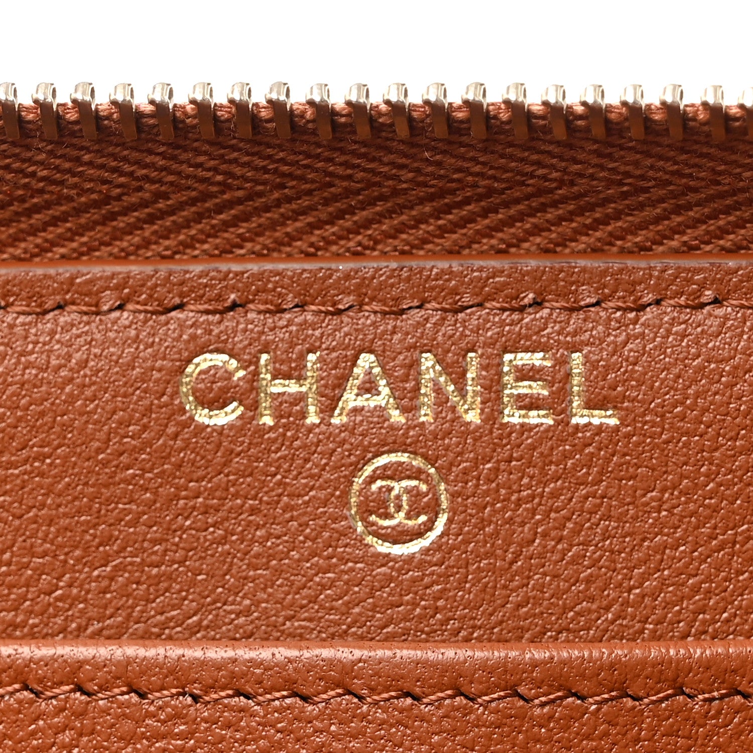 Chanel Lambskin Quilted Studded CC Large Gusset Zip Around Wallet Light Brown 5 of 16