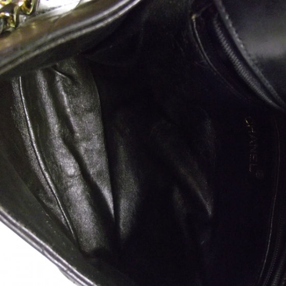 Vintage Lambskin Cross Body Flap Bag Black