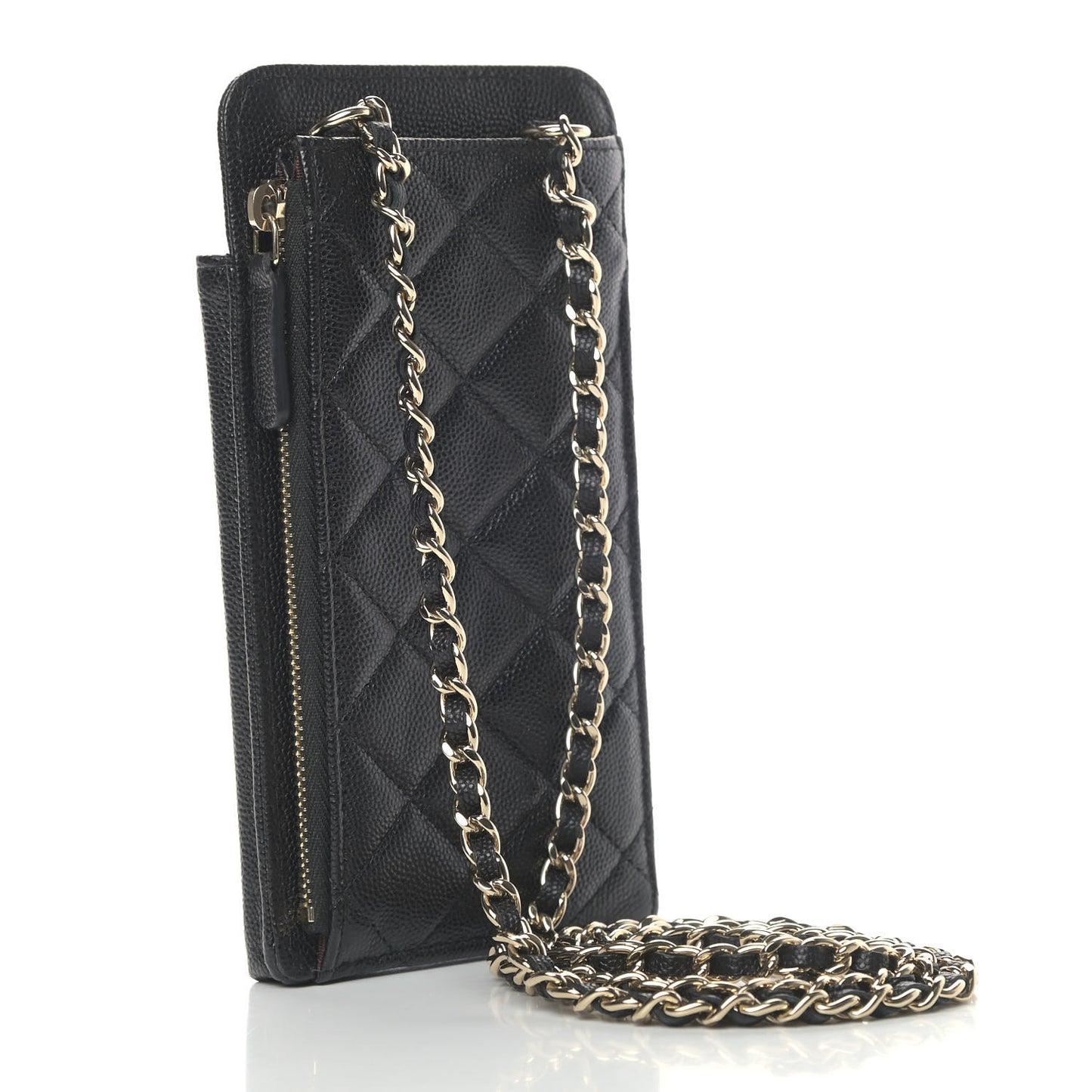 Caviar Quilted CC Phone Holder Black