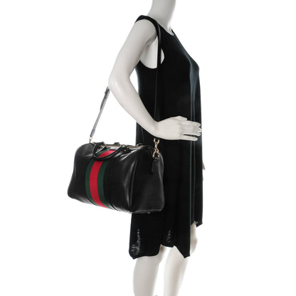 Gucci Calfskin Vintage Web Medium Boston Black 2 of 7