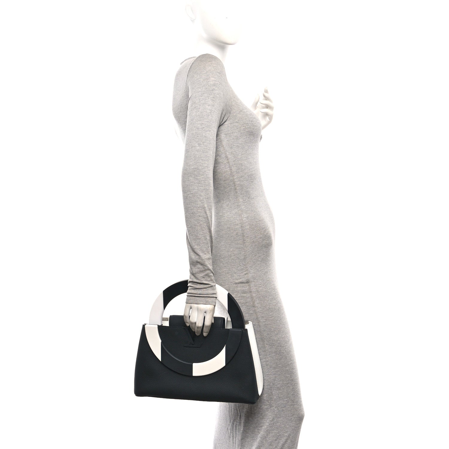 Louis Vuitton Taurillon Daniel Buren Artycapucines MM Black White 2 of 9