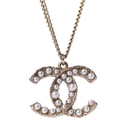Chanel Pearl CC Pendant Necklace Gold 4 of 5