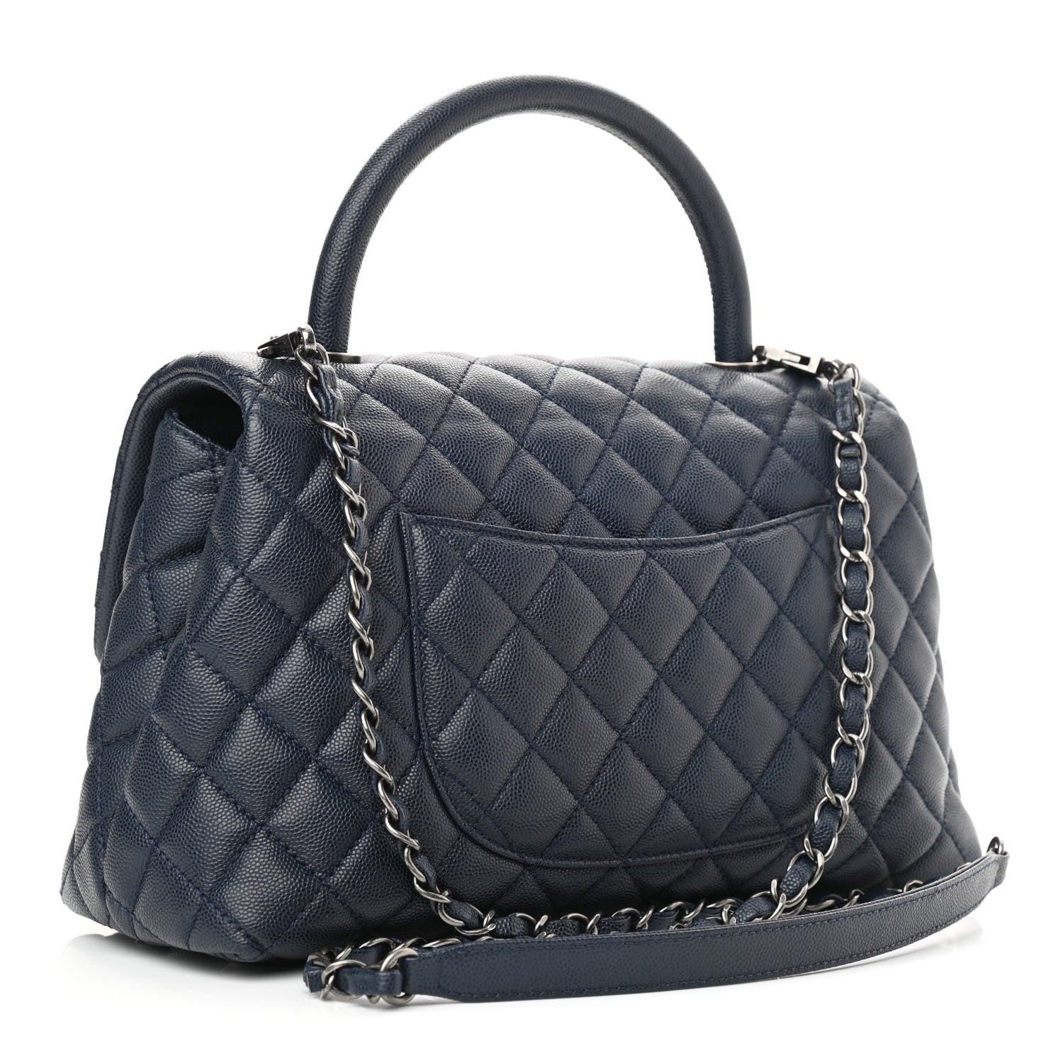 Chanel Caviar Quilted Small Coco Handle Flap Navy 3 of 10